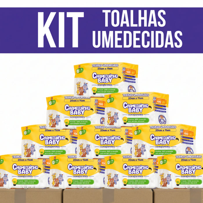 Caixa Toalha Umedecida Chameguinho Lenços Hipoalérgico Kit Higiênico Bebe