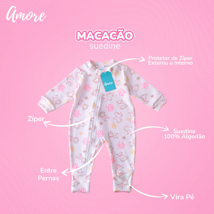 Kit 3 Macacões para Bebê Amore — Vira Pé